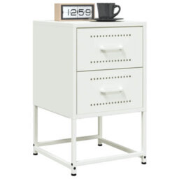 Berkfield Bedside Cabinet White 36X39X60.5 Cm Steel - thumbnail 4