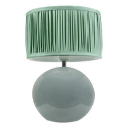 Valuelights Bosco Eucalyptus Ceramic Table Lamp With Ruched Pleated Green Fabric Drum Lamp Shade And Led Bulb - thumbnail 3