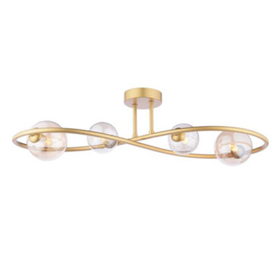 Pagazzi Lighting Pagazzi Lena 4 Light Satin Brass Semi Flush Ceiling Light - image 1