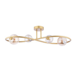 Pagazzi Lighting Pagazzi Lena 4 Light Satin Brass Semi Flush Ceiling Light - thumbnail 2