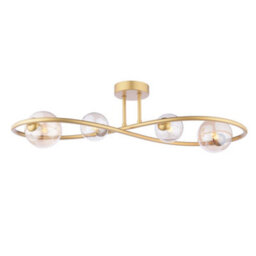 Pagazzi Lighting Pagazzi Lena 4 Light Satin Brass Semi Flush Ceiling Light - thumbnail 1