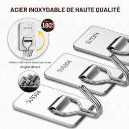 12 Pack Sticky Hook Set, Adhesive Wall Hooks, Self-Adhesive Stainless Steel Towel Hooks - thumbnail 3