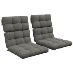 Outsunny 2Pc Outdoor Seat Cushion With Backrest, Ties, For Garden, Grey - thumbnail 2