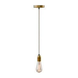 Ledsone Industrial Hemp Ceiling Pendant Light E27 Base 95Cm Adjustable Height Yellow Brass Finish Bulb Included