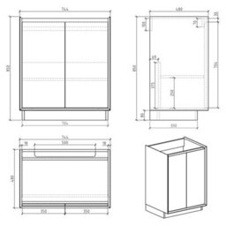 Plum&clay Declan White & Oak Floor Standing Vanity Unit With White Countertop Set (W)750mm (H)850mm - thumbnail 3