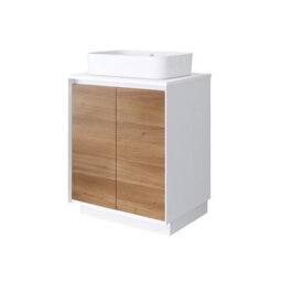 Plum&clay Declan White & Oak Floor Standing Vanity Unit With White Countertop Set (W)750mm (H)850mm - thumbnail 2