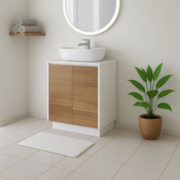 Plum&clay Declan White & Oak Floor Standing Vanity Unit With White Countertop Set (W)750mm (H)850mm - thumbnail 1