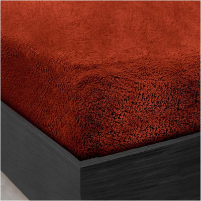 Gc Gaveno Cavailia Teddy Bear Plain Fitted Sheet King Orange Fleece Thermal Warm Super Soft & Warm Fluffy Fitted Bed Sheet - image 1