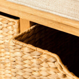 London Oak Storage Hallway Bench With Baskets - Fully Assembled By Roseland Furniture - thumbnail 6