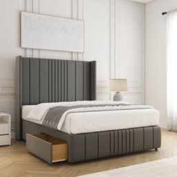 Bsspoke Elise Divan Bed Set Grey Plush Velvet  With 54Inch Headboard & Footboard 2 Drawers Footend & Mattress In All Sizes - thumbnail 1
