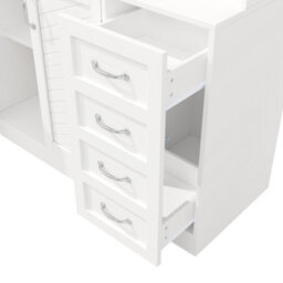 Abrihome Led Sideboard Cabinet 120X40X188Cm White: 4 Doors, 2 Drawers, Snack Rack & Drink Holders, Kitchen Buffet Storage - thumbnail 9