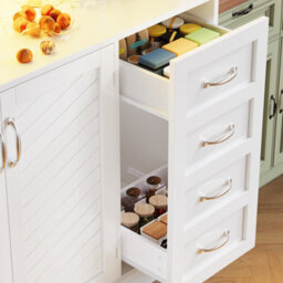 Abrihome Led Sideboard Cabinet 120X40X188Cm White: 4 Doors, 2 Drawers, Snack Rack & Drink Holders, Kitchen Buffet Storage - thumbnail 7