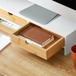 Sobuy Bbf02-Nw, Monitor Stand Computer Screen Riser Desk Organizer With 2 Drawers,w47Xd18Xh11 - thumbnail 4