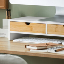 Sobuy Bbf02-Nw, Monitor Stand Computer Screen Riser Desk Organizer With 2 Drawers,w47Xd18Xh11 - thumbnail 7