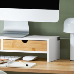 Sobuy Bbf02-Nw, Monitor Stand Computer Screen Riser Desk Organizer With 2 Drawers,w47Xd18Xh11 - thumbnail 6