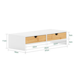 Sobuy Bbf02-Nw, Monitor Stand Computer Screen Riser Desk Organizer With 2 Drawers,w47Xd18Xh11 - thumbnail 3