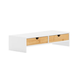 Sobuy Bbf02-Nw, Monitor Stand Computer Screen Riser Desk Organizer With 2 Drawers,w47Xd18Xh11 - thumbnail 1