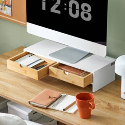 Sobuy Bbf02-Nw, Monitor Stand Computer Screen Riser Desk Organizer With 2 Drawers,w47Xd18Xh11 - thumbnail 9