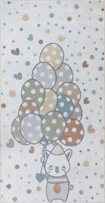 Livabliss Lillian-Kids Multicoloured Beige Grey Washable Rug For Children's Rooms 80 X 150 Cm Easy Care, Non Shedding - image 1