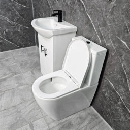 Hydros White Vanity Unit With Black Handles 550mm & Closed Back Tornado Toilet Suite - thumbnail 2