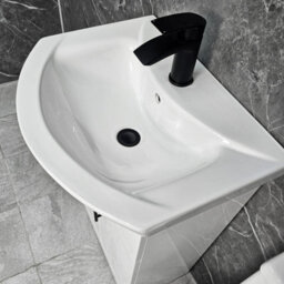 Hydros White Vanity Unit With Black Handles 550mm & Closed Back Tornado Toilet Suite - thumbnail 3