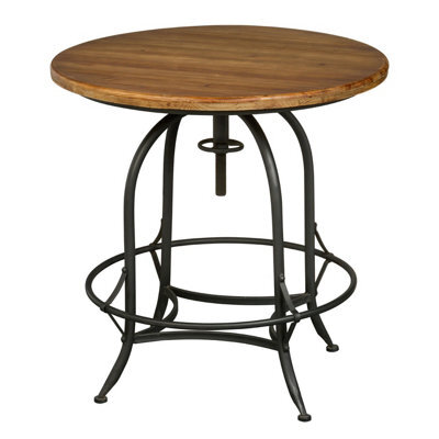 Orsina Wood And Metal Round Top Side Table, Industrial Style Side Table, Wooden Side Table For Living Room - image 1
