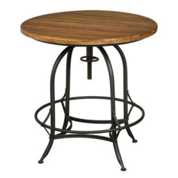 Orsina Wood And Metal Round Top Side Table, Industrial Style Side Table, Wooden Side Table For Living Room - thumbnail 1