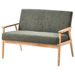 Wyld And Coco 3-Piece Retro Living Room Set In Green And Light Brown With Wooden Frame And Curved Arms - thumbnail 8