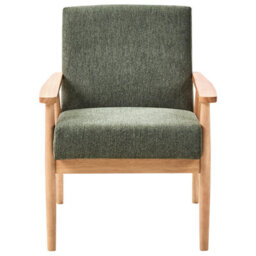 Wyld And Coco 3-Piece Retro Living Room Set In Green And Light Brown With Wooden Frame And Curved Arms - thumbnail 5