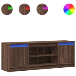 Berkfield Sturdy Tv Cabinet With Led Brown Oak 139.5X34X50 Cm Engineered Wood - thumbnail 1