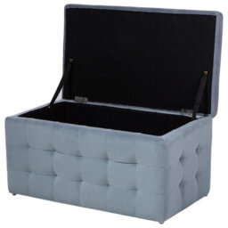 Wyld And Coco Novalux Grey Velvet Tufted Storage Ottoman Bench, 72 X 42 X 40 Cm - thumbnail 5