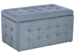 Wyld And Coco Novalux Grey Velvet Tufted Storage Ottoman Bench, 72 X 42 X 40 Cm - thumbnail 1