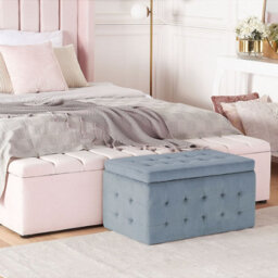 Wyld And Coco Novalux Grey Velvet Tufted Storage Ottoman Bench, 72 X 42 X 40 Cm - thumbnail 2