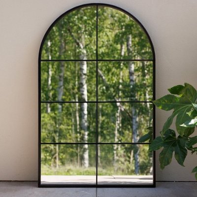 Primrose Round Arch Garden Mirror Metal Frame Glass Illusion Mirror 110Cm - image 1