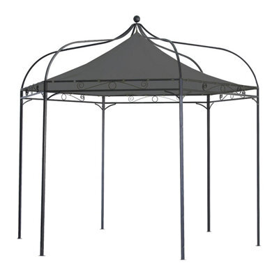 Primrose Harlington Deluxe Steel Frame Gazebo With Roof Canopy In Charcoal - image 1