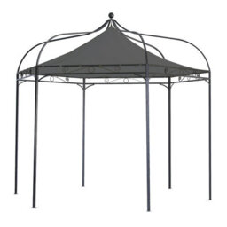 Primrose Harlington Deluxe Steel Frame Gazebo With Roof Canopy In Charcoal - thumbnail 1