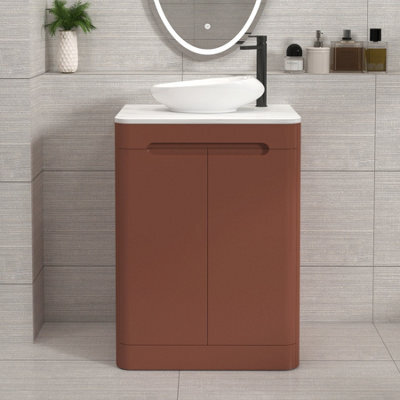 Royal Bathrooms Venice 600mm Terracotta Clay Freestanding Bathroom Countertop Vanity Unit 2 Door With Nova Basin - image 1