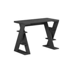 Decortie Modern Papillon 106Cm Working Desk Particleboard 3 Mini Shelves, Cross Design Legs H75Xw106Cm, Anthracite Grey - thumbnail 3