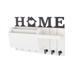 White Wall Mounted Key Holder With 7 Hooks & Mail Shelf - thumbnail 6