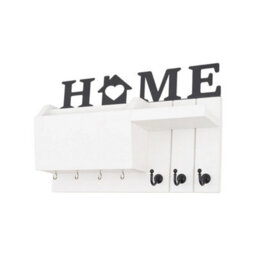 White Wall Mounted Key Holder With 7 Hooks & Mail Shelf - thumbnail 5