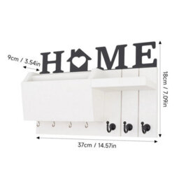 White Wall Mounted Key Holder With 7 Hooks & Mail Shelf - thumbnail 2