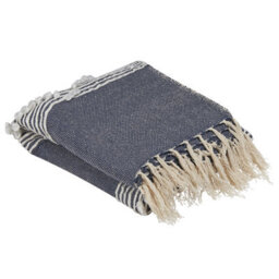 Beliani Blanket Nemli Fabric 130 X 150 Cm Dark Blue
