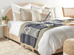 Beliani Blanket Nemli Fabric 130 X 150 Cm Dark Blue - thumbnail 2