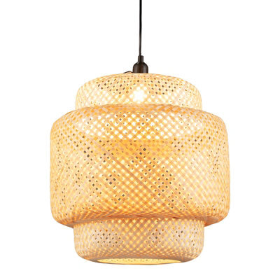 Costway Bamboo Pendant Light Natural Hand-Woven Hanging Ceiling Light Chandelier - image 1