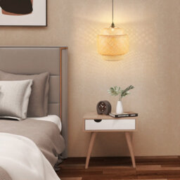 Costway Bamboo Pendant Light Natural Hand-Woven Hanging Ceiling Light Chandelier - thumbnail 4