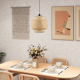 Costway Bamboo Pendant Light Natural Hand-Woven Hanging Ceiling Light Chandelier - thumbnail 3