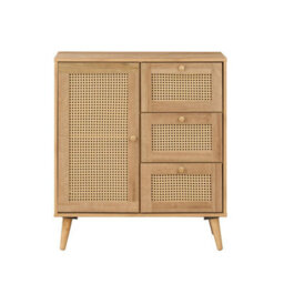 Swish Furniture Manila Oak Rattan Compact 1 Door 3 Drawer Sideboard Living Dining Room Storage Furniture - thumbnail 5