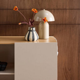 Sweeek - Sideboard Storage Unit Metal With Wood Decor 1 Door 80 Cm Beige And Natural - Ashton - thumbnail 7