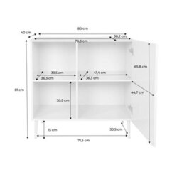 Sweeek - Sideboard Storage Unit Metal With Wood Decor 1 Door 80 Cm Beige And Natural - Ashton - thumbnail 5