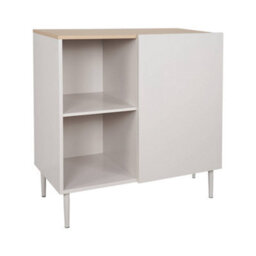 Sweeek - Sideboard Storage Unit Metal With Wood Decor 1 Door 80 Cm Beige And Natural - Ashton - thumbnail 2